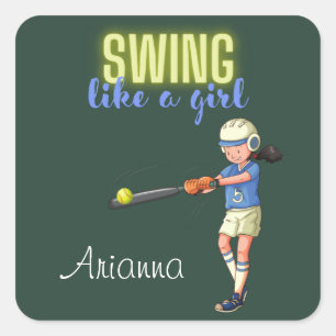 Adesivo Quadrado Swing Como Uma Garota Softball