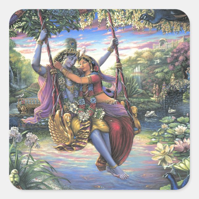 Adesivo Quadrado Swing Pastime - Radha e Krishna (Frente)