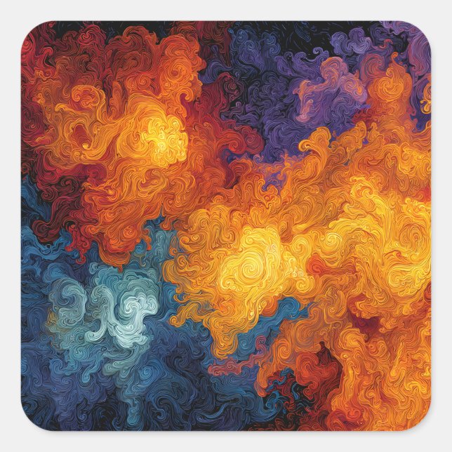 Adesivo Quadrado Swirling Elemental Nebula Abstract (Frente)