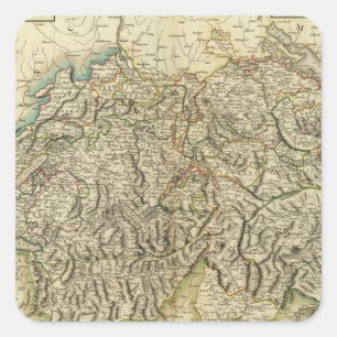 Adesivo Quadrado Swisserland - mapa do atlas da suiça