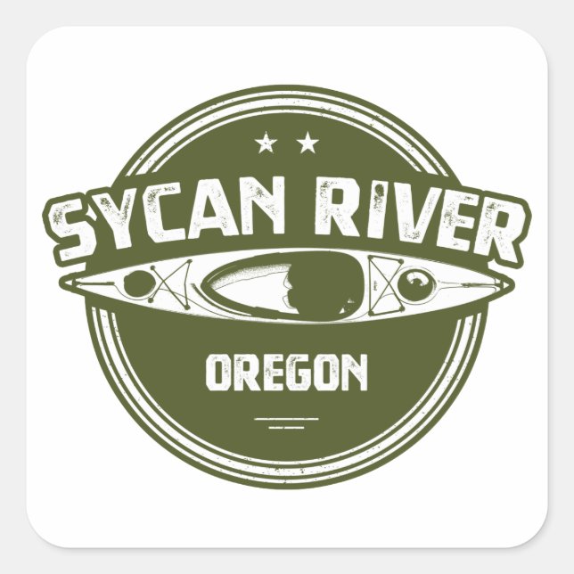 Adesivo Quadrado Sycan River Oregon Kayaking (Frente)