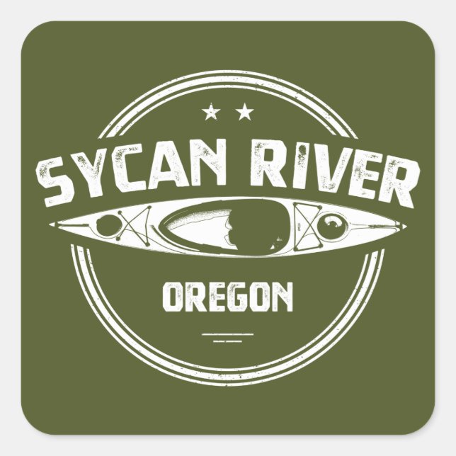 Adesivo Quadrado Sycan River Oregon Kayaking (Frente)