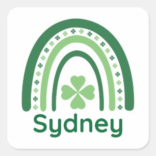 Adesivo Quadrado Sydney Name Clover Boho Rainbow