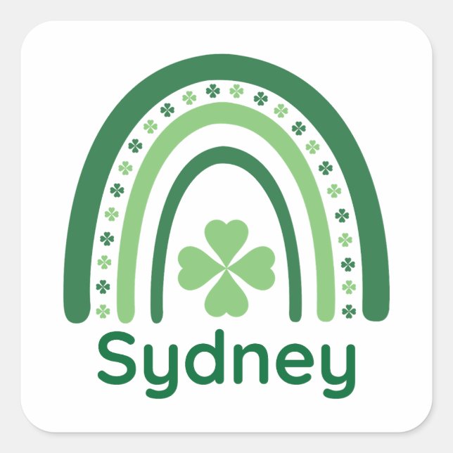 Adesivo Quadrado Sydney Name Clover Boho Rainbow (Frente)