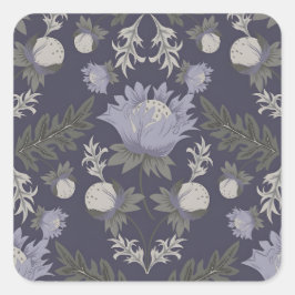 Adesivo Quadrado Symmetrical dark purple floral pattern