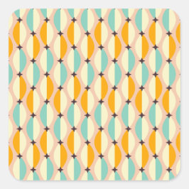 Adesivo Quadrado Symmetrical retro pattern with interlocking teal