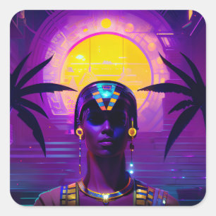 Adesivo Quadrado Synthwave Pharaoh