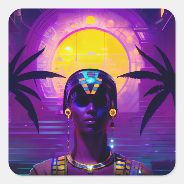 Adesivo Quadrado Synthwave Pharaoh (Frente)