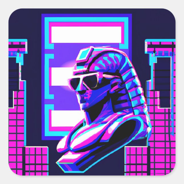 Adesivo Quadrado Synthwave Pharaoh (Frente)