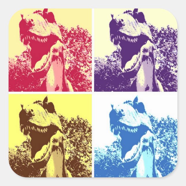 Adesivo Quadrado T-Rex Pop Art (Frente)