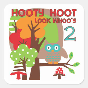 Adesivo Quadrado T-shirts e presentes de segundo aniversário