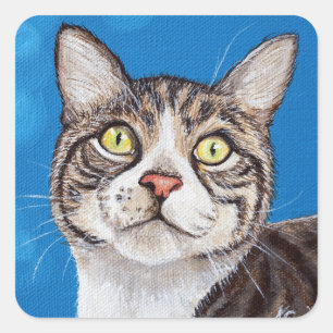 Adesivo Quadrado Tabby Cat Painting