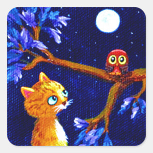 Adesivo Quadrado Tabby Laranja Engraçado Criações de Gato