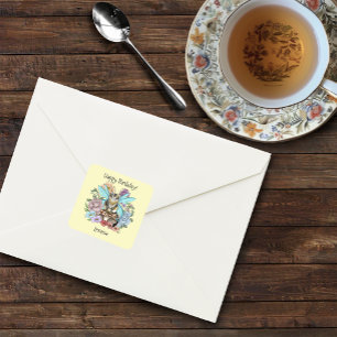 Adesivo Quadrado Tablet Fairy Cat Mushroom Floral