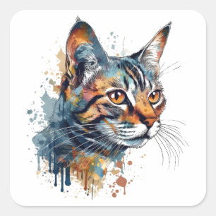Adesivo Quadrado Tabulação de aquarela