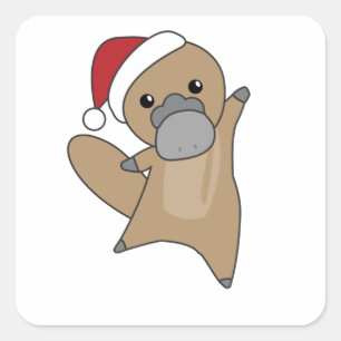 Adesivo Quadrado Tabuleiros de Natal do platypus Animais Doce
