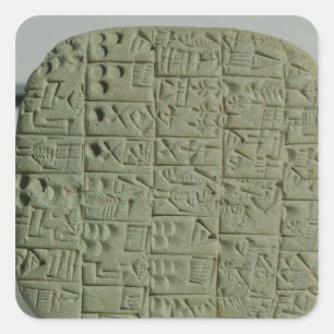 Adesivo Quadrado Tabuleta com roteiro cuneiform