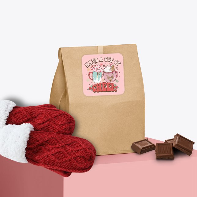 Adesivo Quadrado Taça de Férias Férias Gratas e Retro dos anos 70 (Criador carregado)