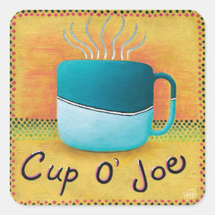 Adesivo Quadrado Taça de Joe Café Lover Square Sticker