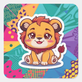 Adesivo Quadrado Taco de leão kawaii