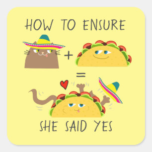 Adesivo Quadrado Taco Engraçado