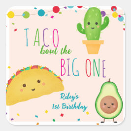 Adesivo Quadrado Taco sobre o grande aniversário do tema fiesta