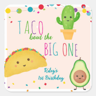 Adesivo Quadrado Taco sobre o grande aniversário do tema fiesta