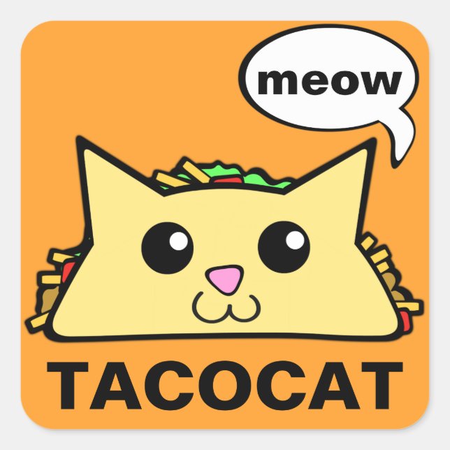 Adesivo Quadrado TacoCat Meow (Frente)