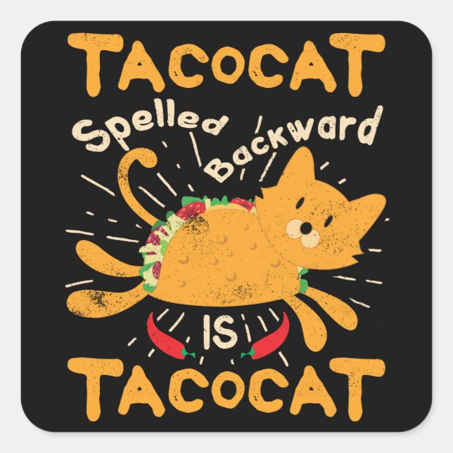 Adesivo Quadrado Tacocat Ortografado Cinco de Mayo Cat Taco (Frente)