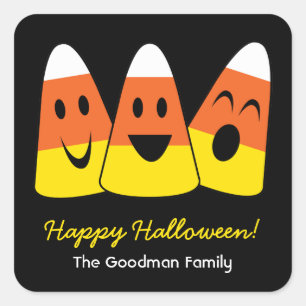 Adesivo Quadrado Tag bonito do favor do Dia das Bruxas do