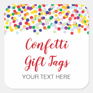 Adesivo Quadrado Tag coloridos dos confetes para chás & favoritos