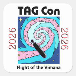 Adesivo Quadrado Tag Con 2026 - Flight of the Vimana Sticker