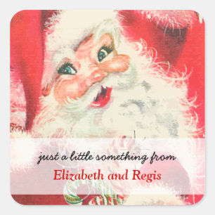 Adesivo Quadrado Tag do presente do Natal de Papai Noel do vintage
