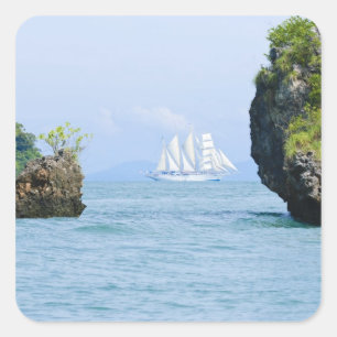 Adesivo Quadrado Tailândia, Mar de Andaman. Navio Star Fyer clipper
