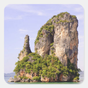 Adesivo Quadrado Tailândia, Mar de Andamão. Ilhas de Ao Phang Nga e