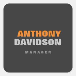 Adesivo Quadrado Tamanho Perfeito Alternativo Cinza Laranja Texto N