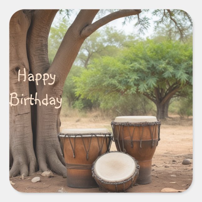 Adesivo Quadrado Tambores Africanos (Frente)