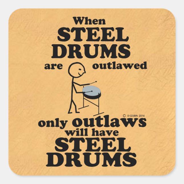 Adesivo Quadrado Tambores de aço com varejo quadrado sem lei (Frente)