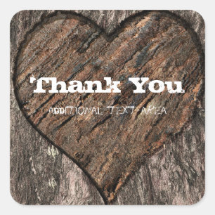 Adesivo Quadrado Tampa de Tronco de Árvore com Coração Talhado Favo