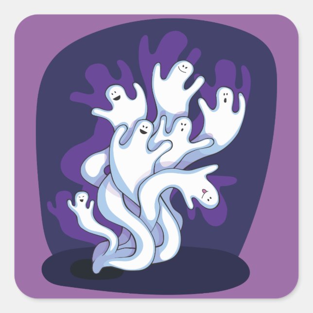 Adesivo Quadrado Tampas de fantasmas (Frente)