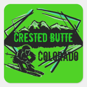Adesivo Quadrado Tampas de logotipo do Crested Butte Colorado