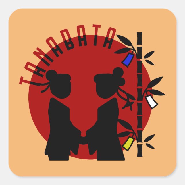 Adesivo Quadrado Tanabata Casal Silhouette (Frente)