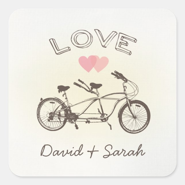 Adesivo Quadrado Tandem Bicycle Love Sticker (Frente)