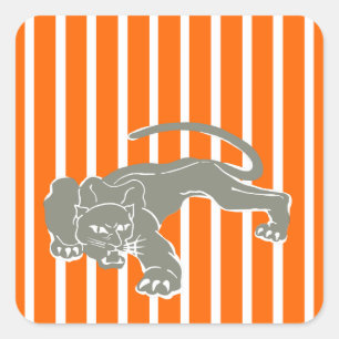 Adesivo Quadrado Tangerine Safari Stripe com Leopardo