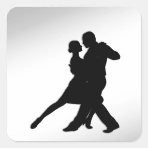 Adesivo Quadrado Tango Dancers Silhouette