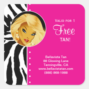 Adesivo Quadrado Tanning Salon Sticker Zebra Rosa Loura