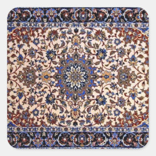 Adesivo Quadrado Tapete Azul Turco Persa Antigo Oriental