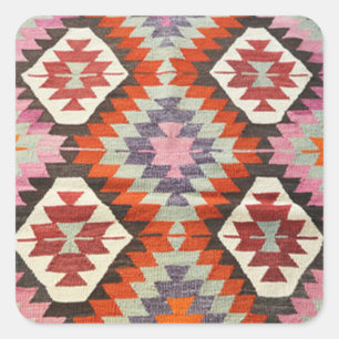 Adesivo Quadrado Tapete Kilim Turco Persa Antigo Oriental