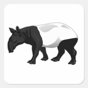 Adesivo Quadrado Tapir preto e branco