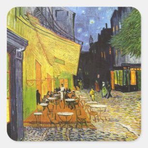 Adesivo Quadrado Tarde de Café de Van Gogh à Noite